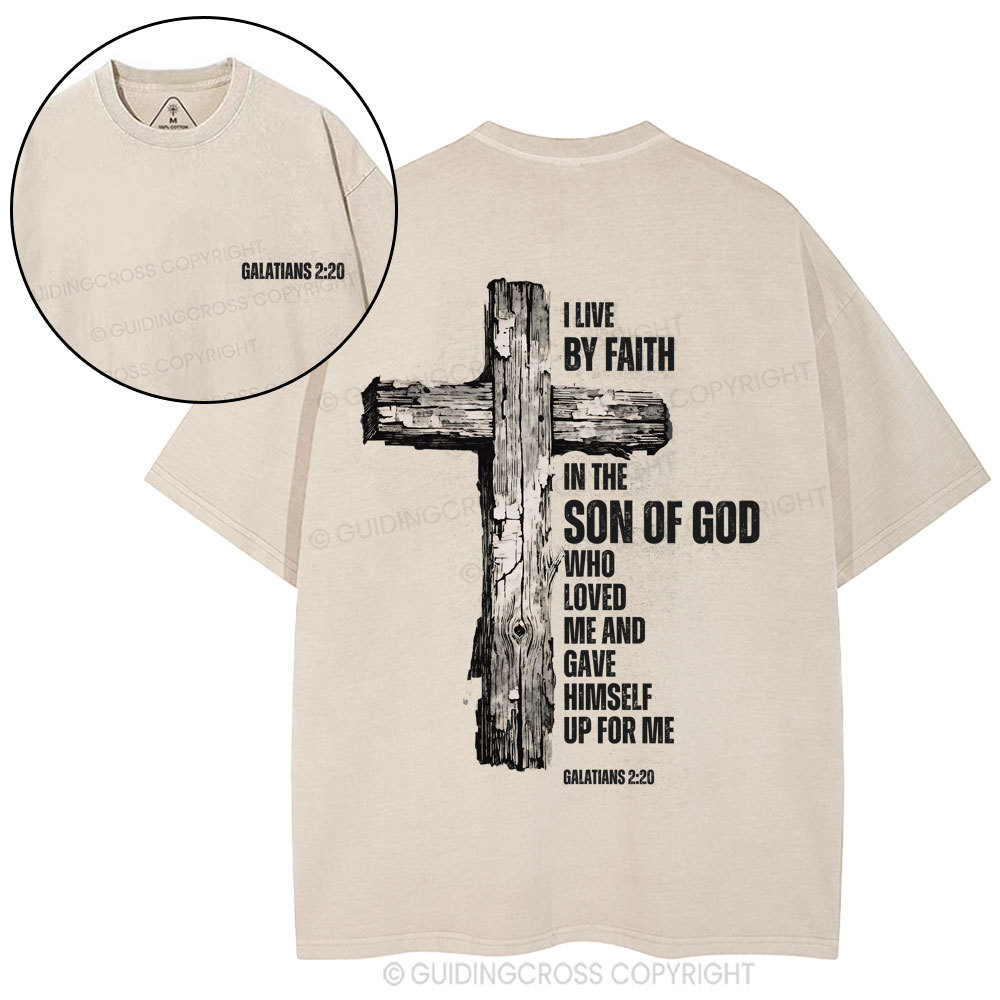 I Live By Faith Christian Washed T-Shirt