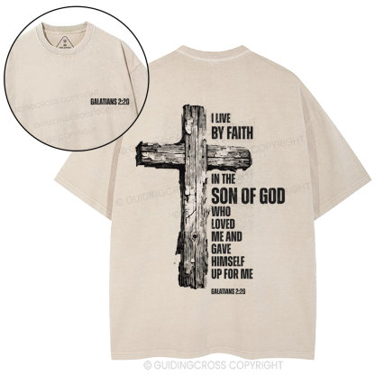 I Live By Faith Christian Washed T-Shirt
