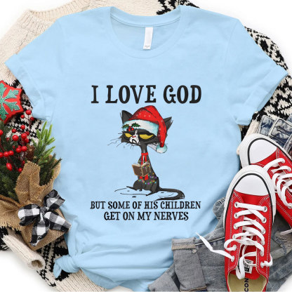 I Love God Christian Christmas T-Shirt