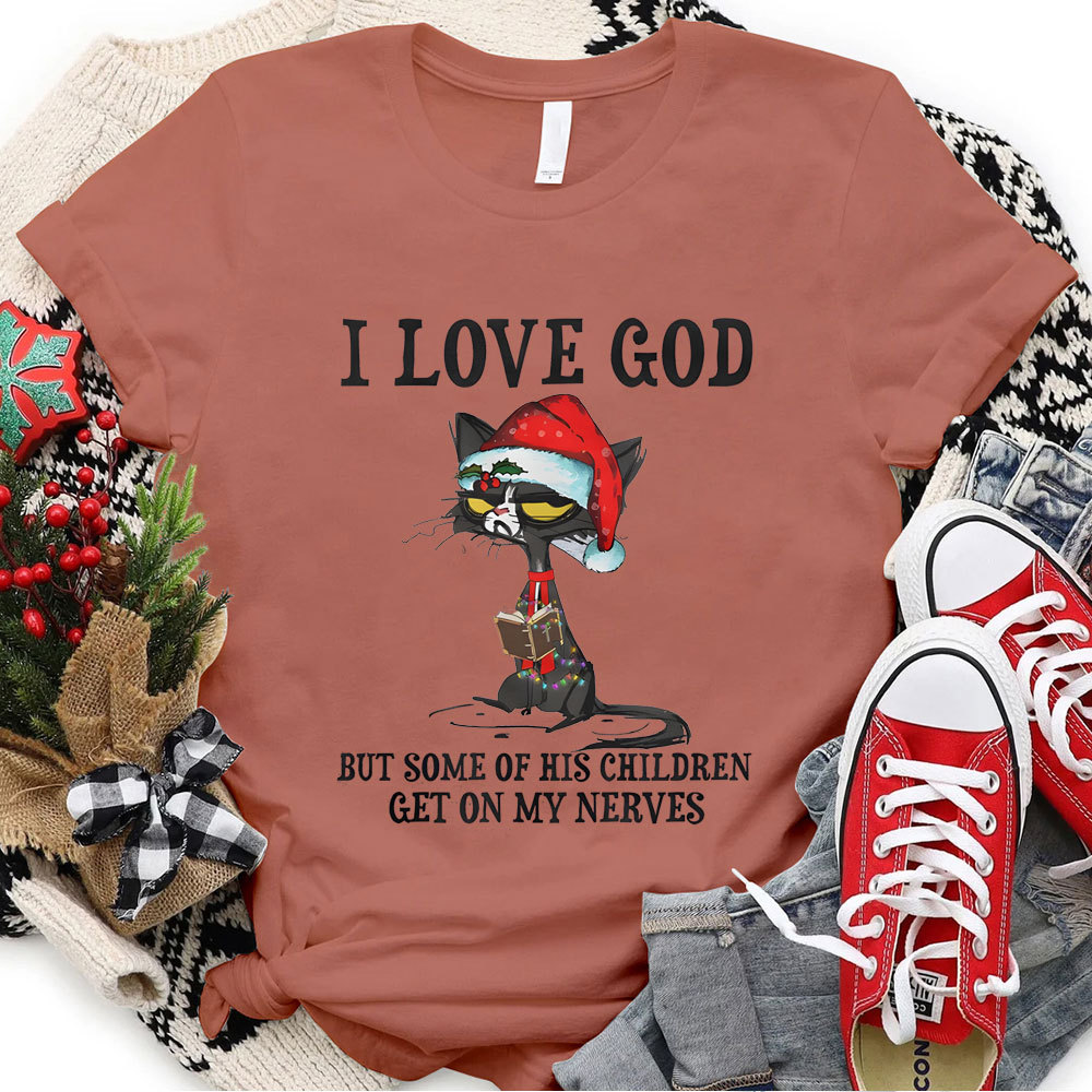 I Love God Christian Christmas T-Shirt
