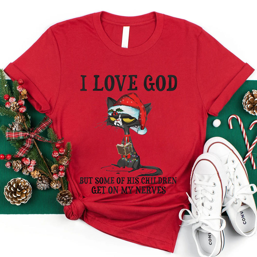 I Love God Christian Christmas T-Shirt