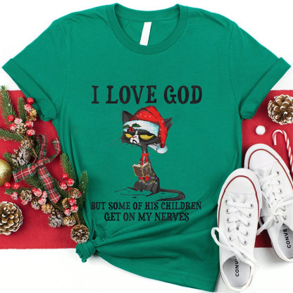 I Love God Christian Christmas T-Shirt