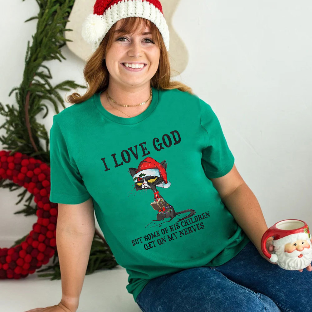 I Love God Christian Christmas T-Shirt