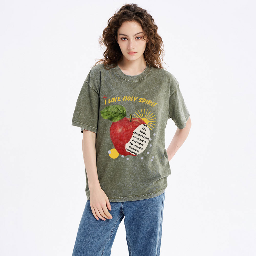 I Love Holy Spirits Christian Washed T-Shirt