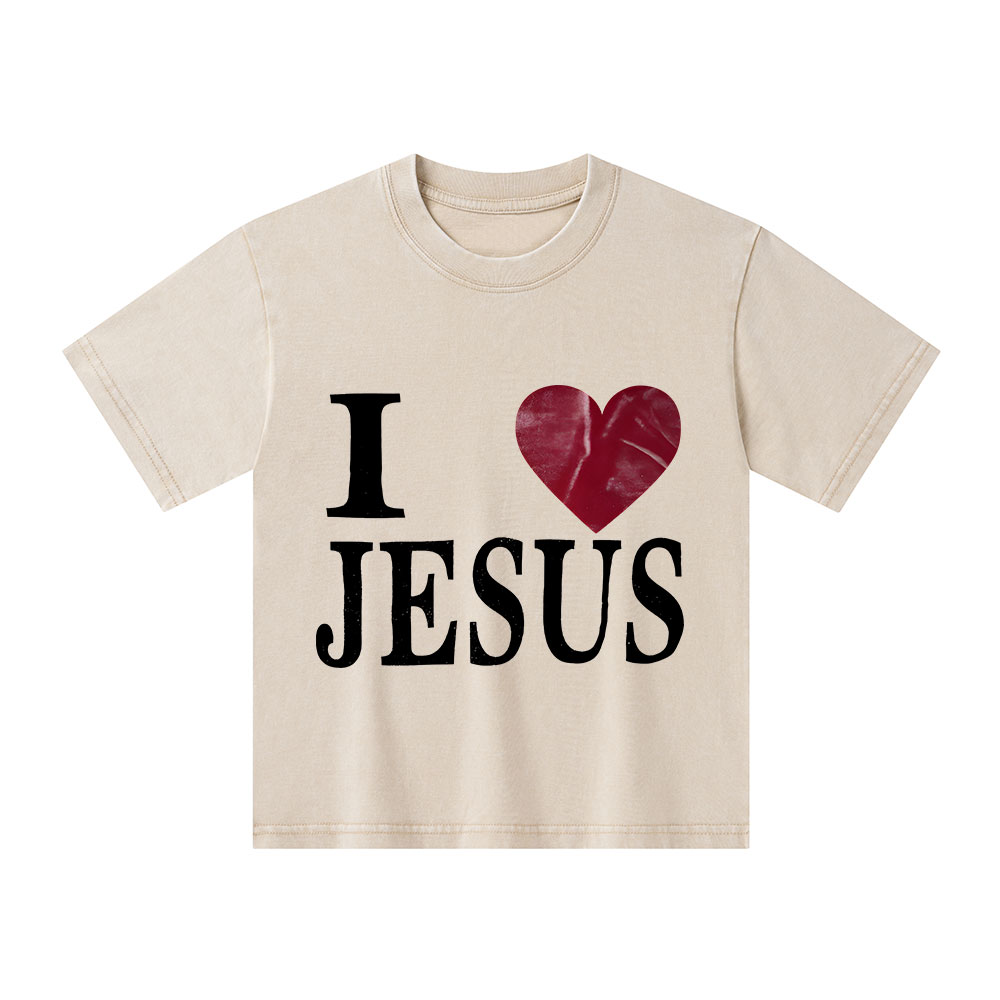 I Love Jesus Christian Kid Washed T-Shirt