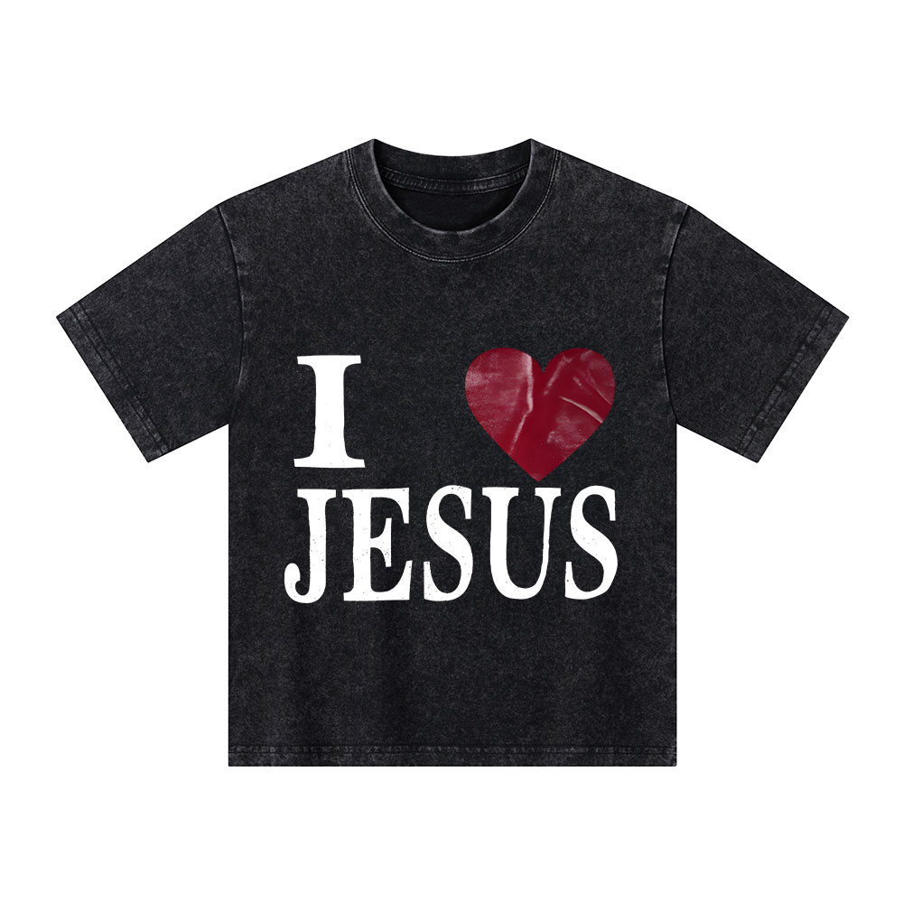 I Love Jesus Christian Kid Washed T-Shirt