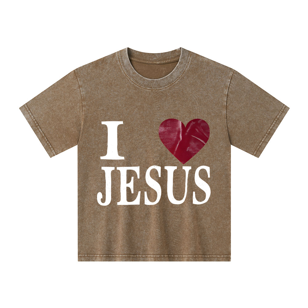 I Love Jesus Christian Kid Washed T-Shirt