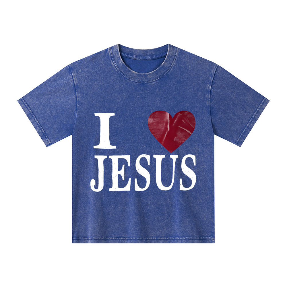 I Love Jesus Christian Kid Washed T-Shirt