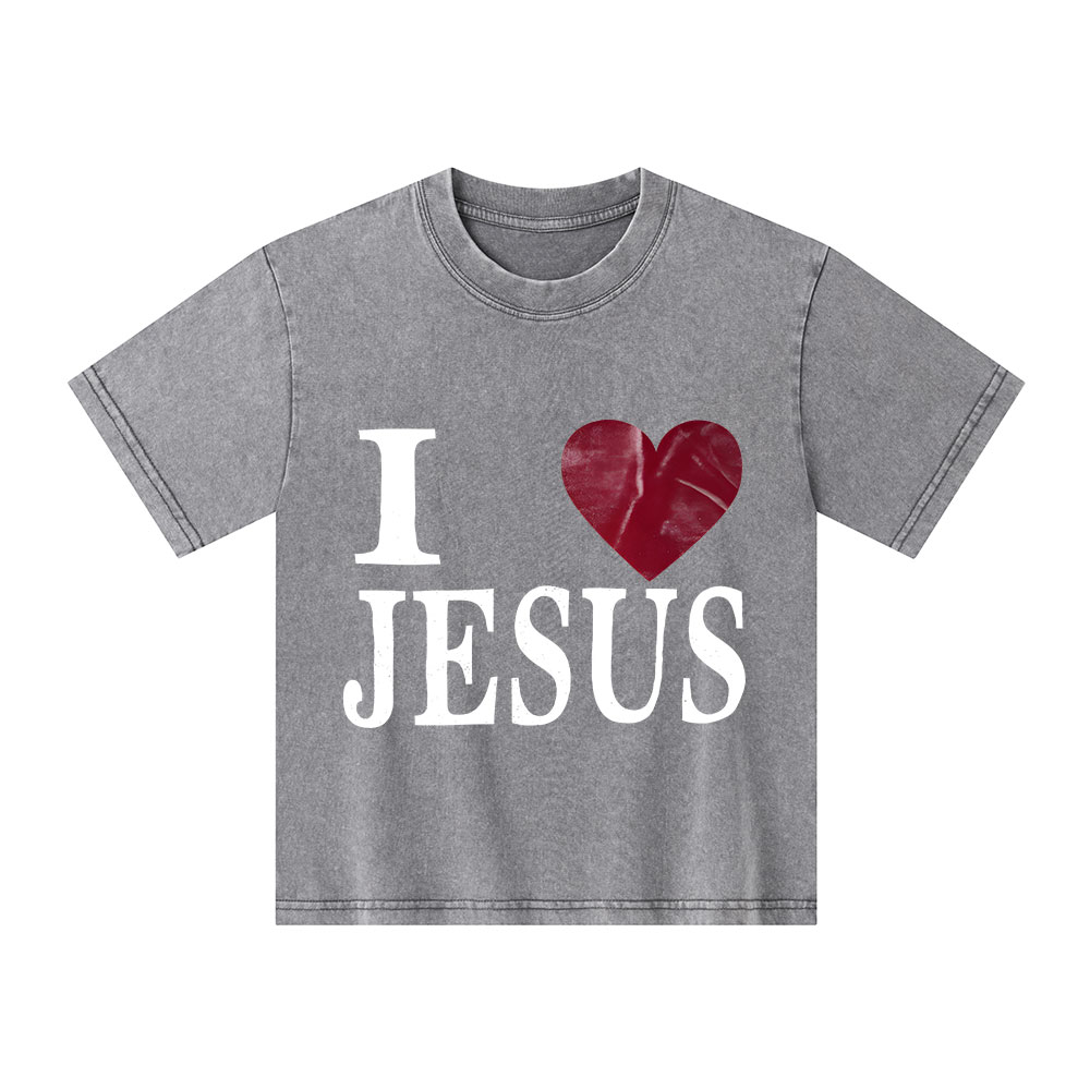 I Love Jesus Christian Kid Washed T-Shirt