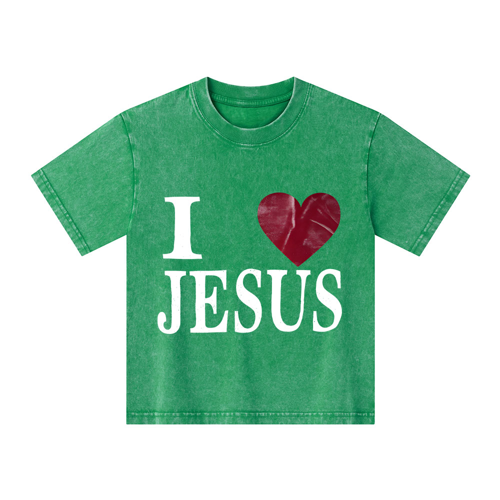 I Love Jesus Christian Kid Washed T-Shirt