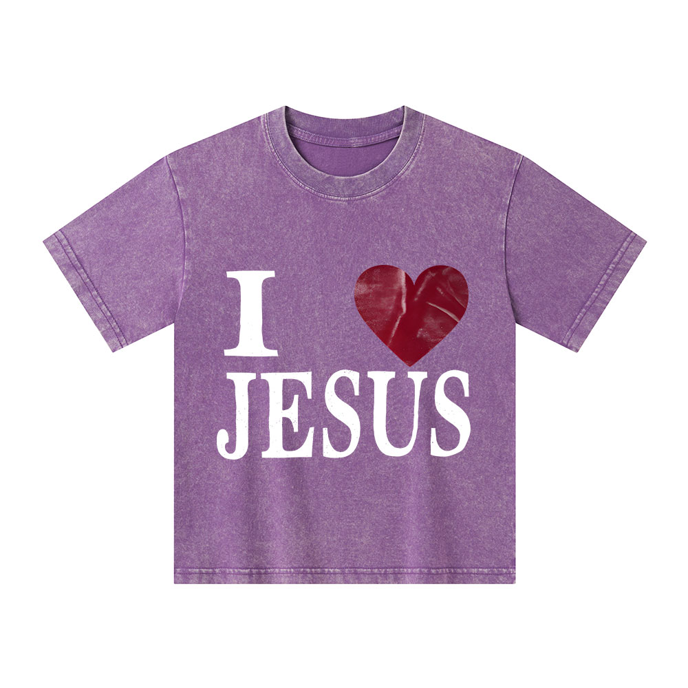 I Love Jesus Christian Kid Washed T-Shirt