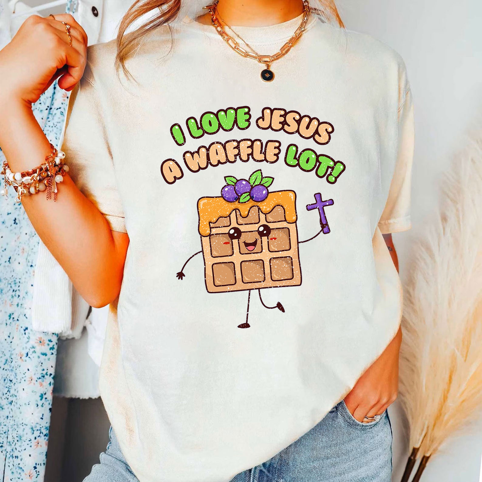 I Love Jesus A Waffle Lot Christian T-Shirt