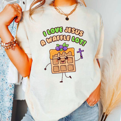 I Love Jesus A Waffle Lot Christian T-Shirt