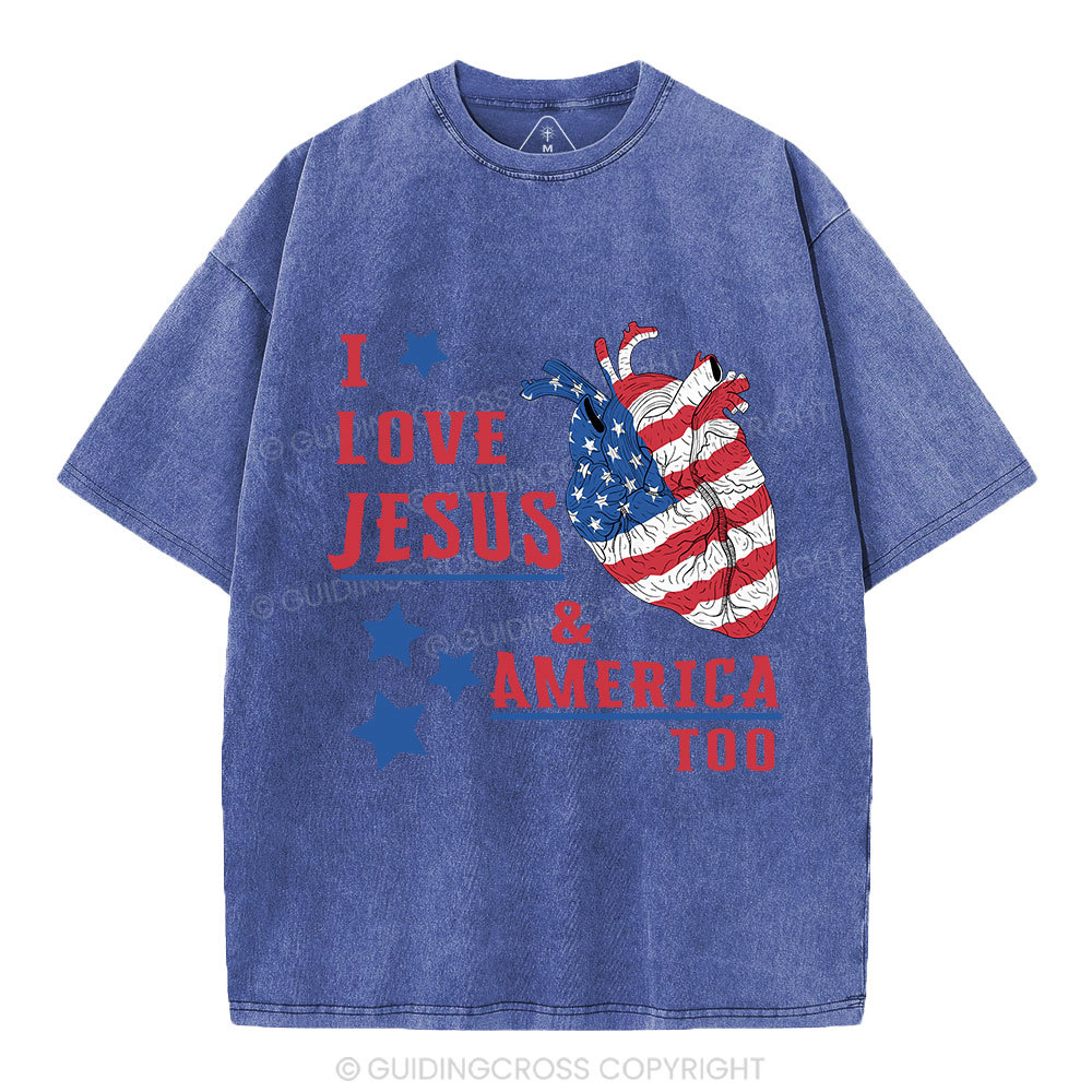 I Love Jesus And America Too Christian Washed T-Shirt