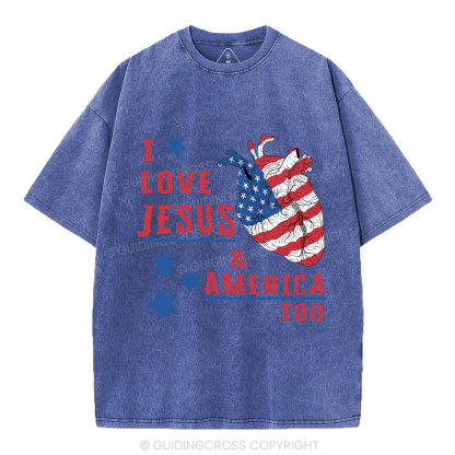 I Love Jesus And America Too Christian Washed T-Shirt