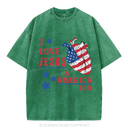 I Love Jesus And America Too Christian Washed T-Shirt