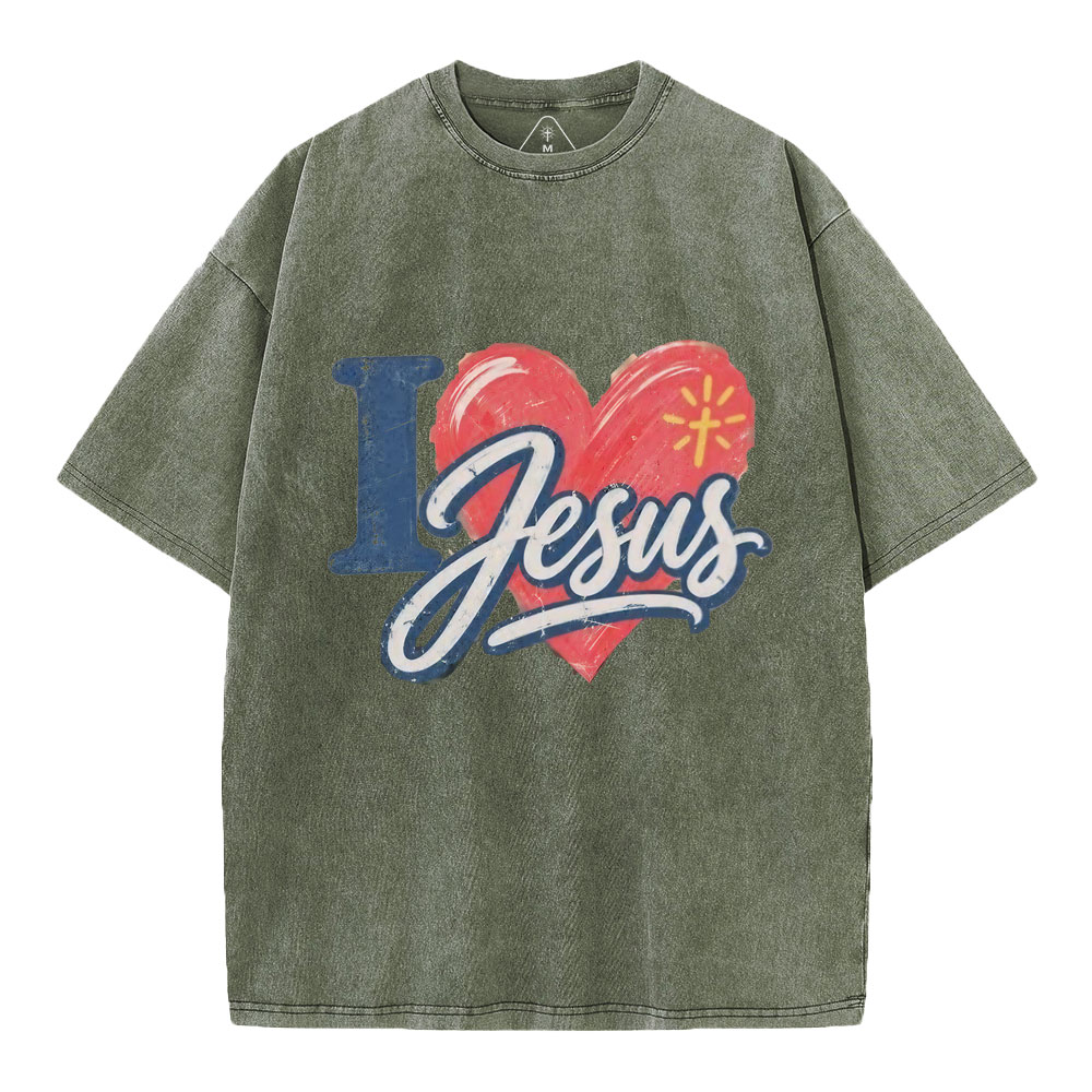 I Love Jesus Christian Washed T-Shirt