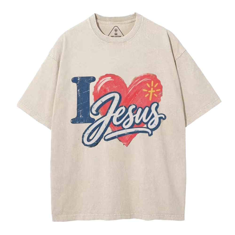 I Love Jesus Christian Washed T-Shirt
