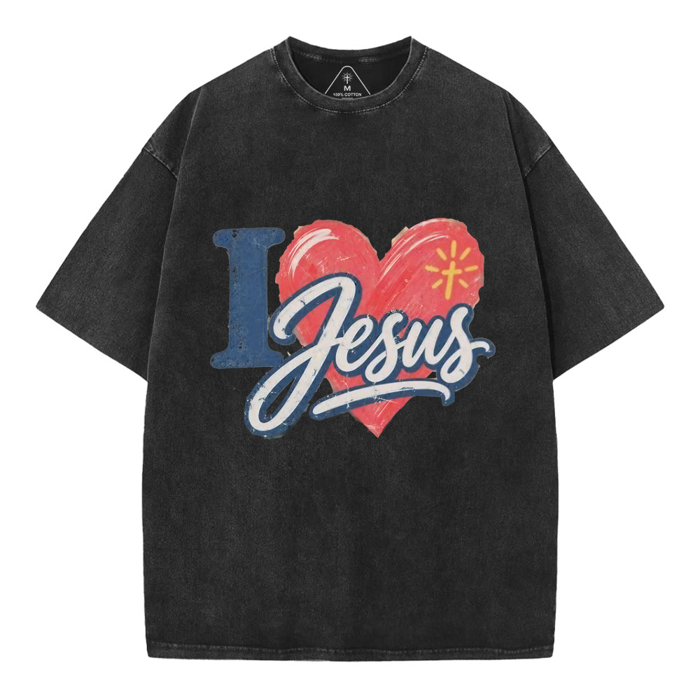 I Love Jesus Christian Washed T-Shirt