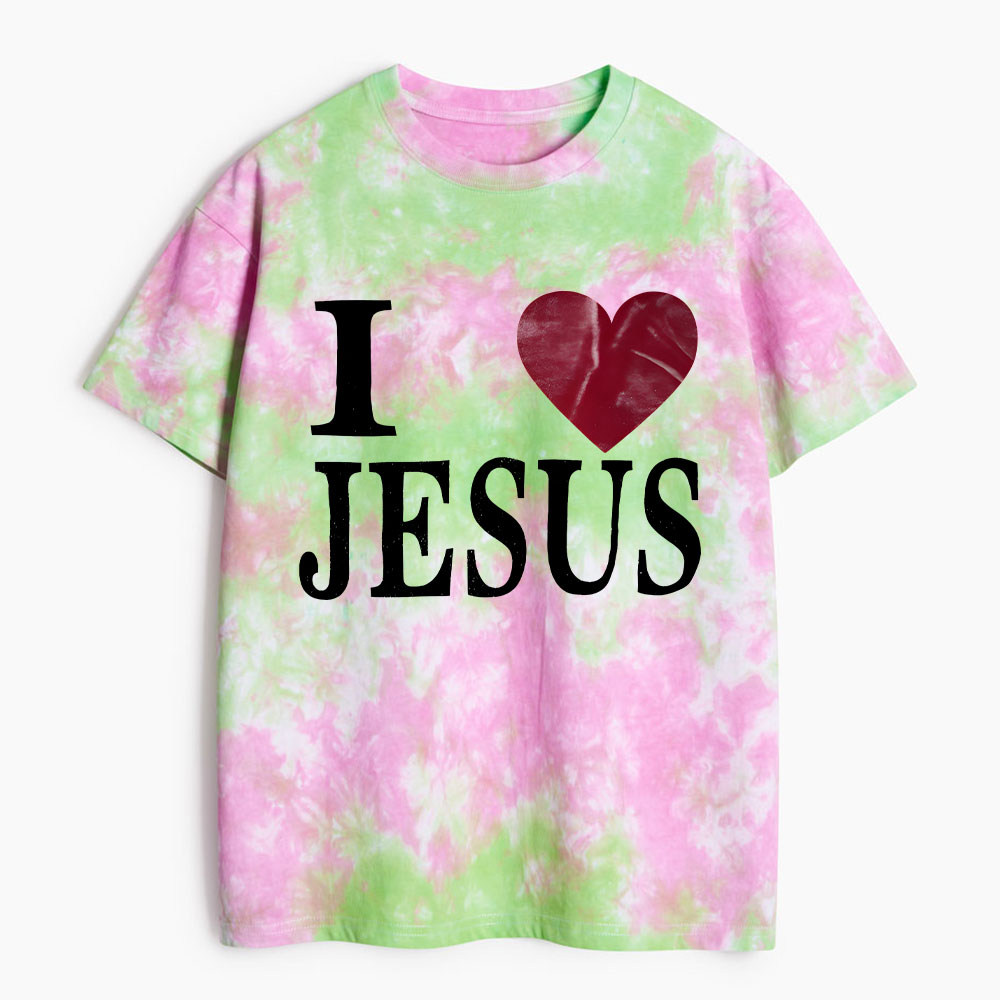 I Love Jesus Christian Heavy Cotton Tie Dye T-Shirt
