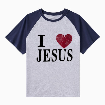 I Love Jesus Christian Raglan Sleeve T-Shirt