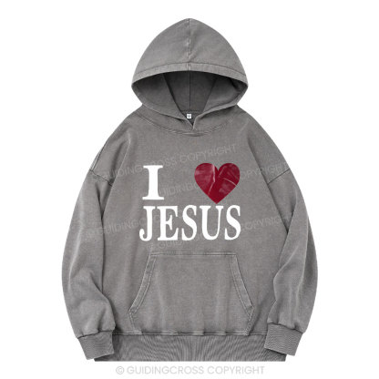 I Love Jesus Christian Washed Hoodie