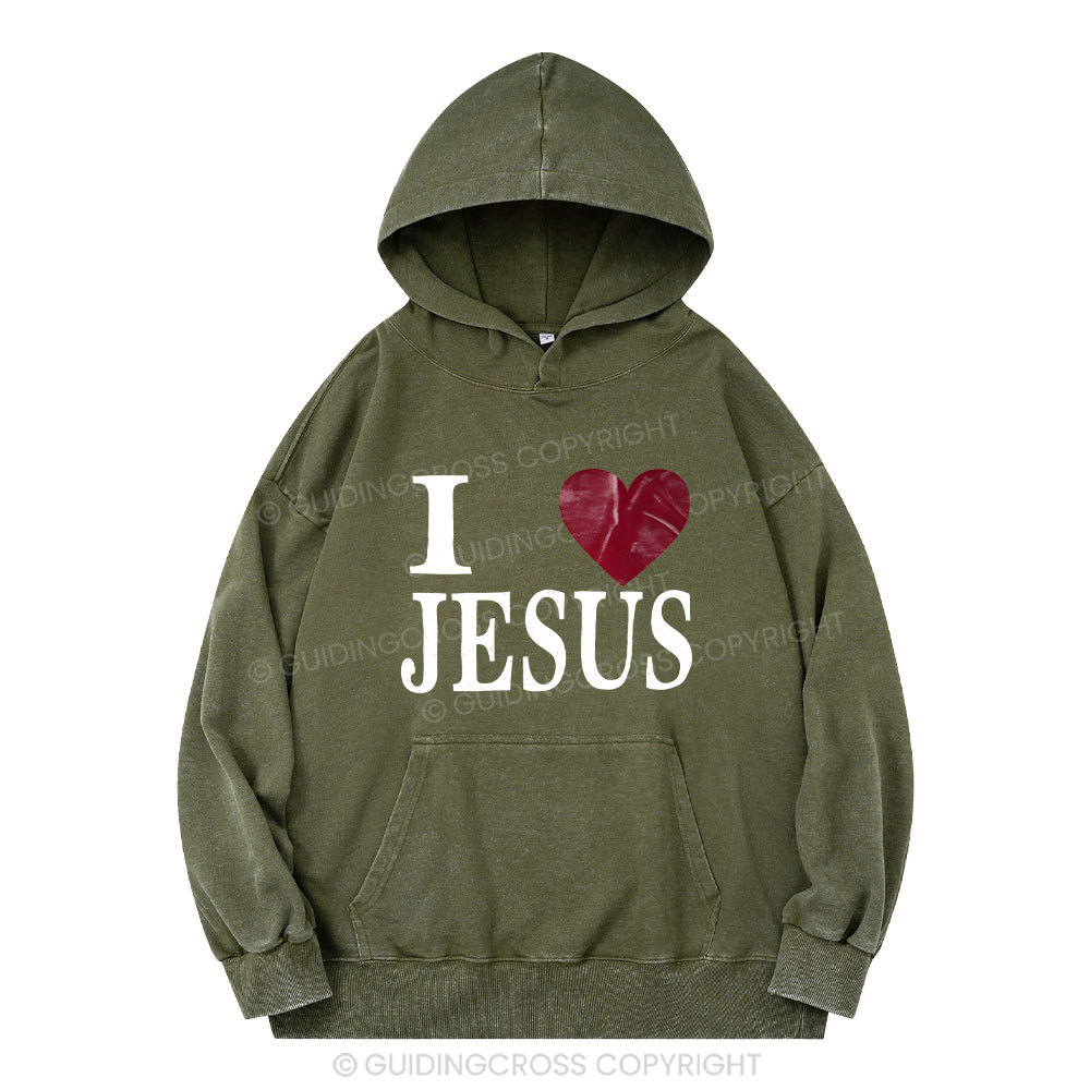 I Love Jesus Christian Washed Hoodie