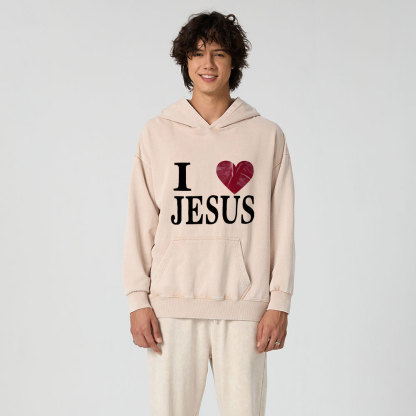 I Love Jesus Christian Washed Hoodie