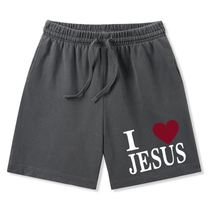 I Love Jesus Christian Washed Shorts