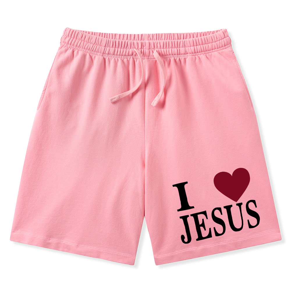 I Love Jesus Christian Washed Shorts