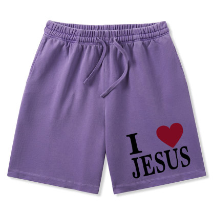 I Love Jesus Christian Washed Shorts