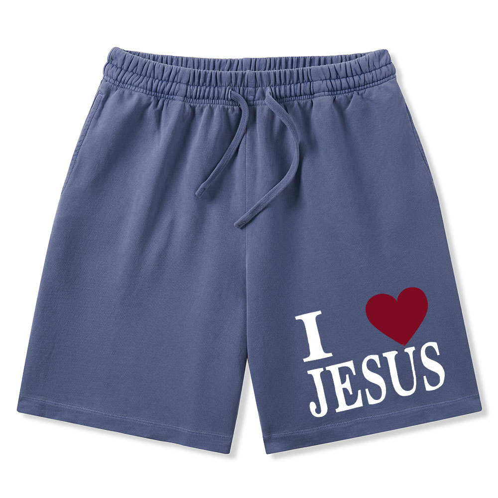 I Love Jesus Christian Washed Shorts