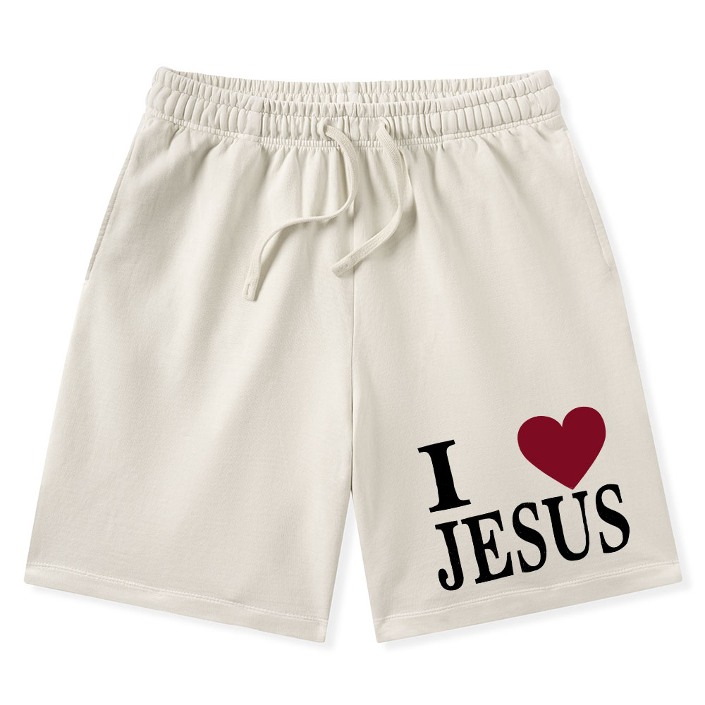 I Love Jesus Christian Washed Shorts