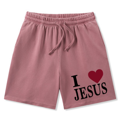 I Love Jesus Christian Washed Shorts