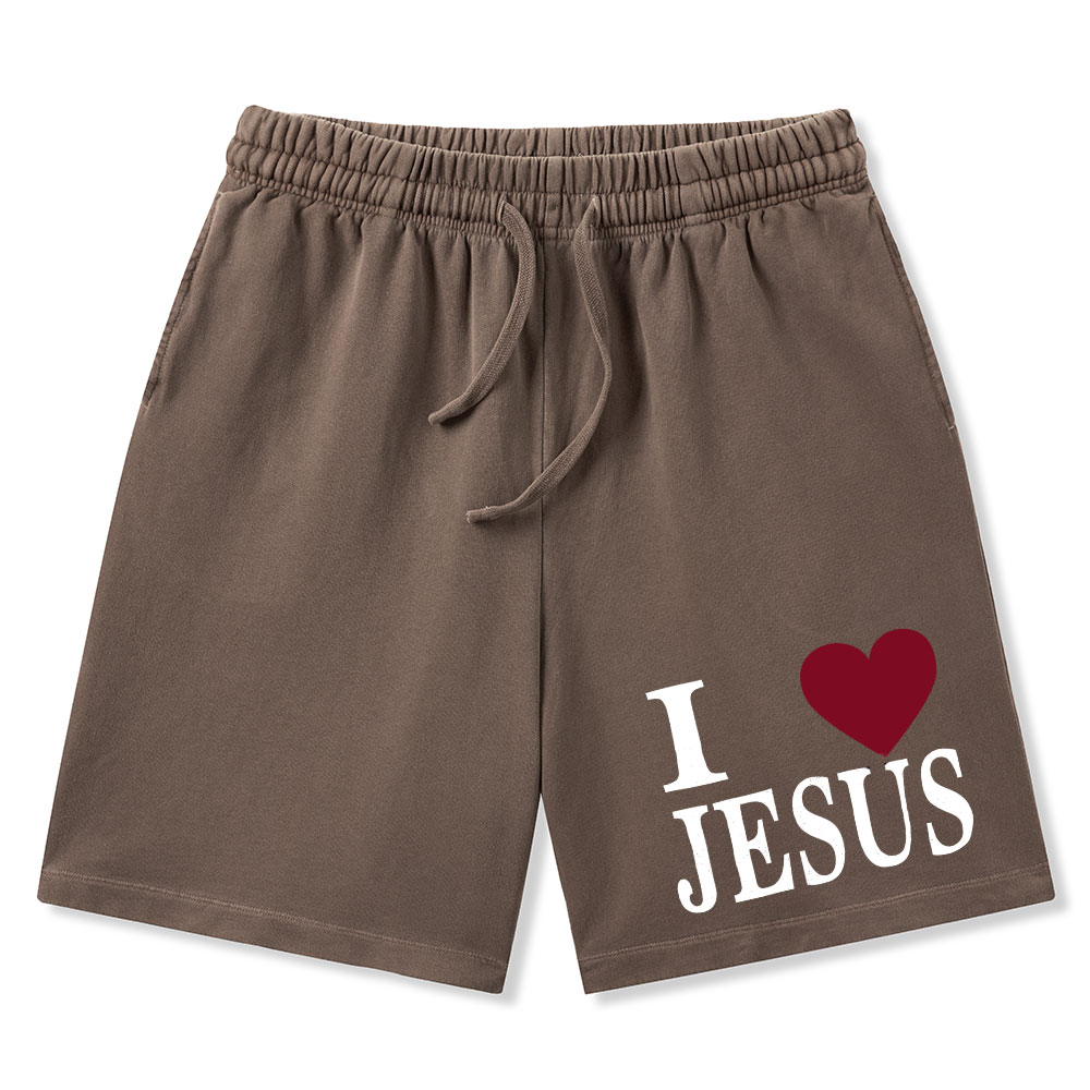 I Love Jesus Christian Washed Shorts