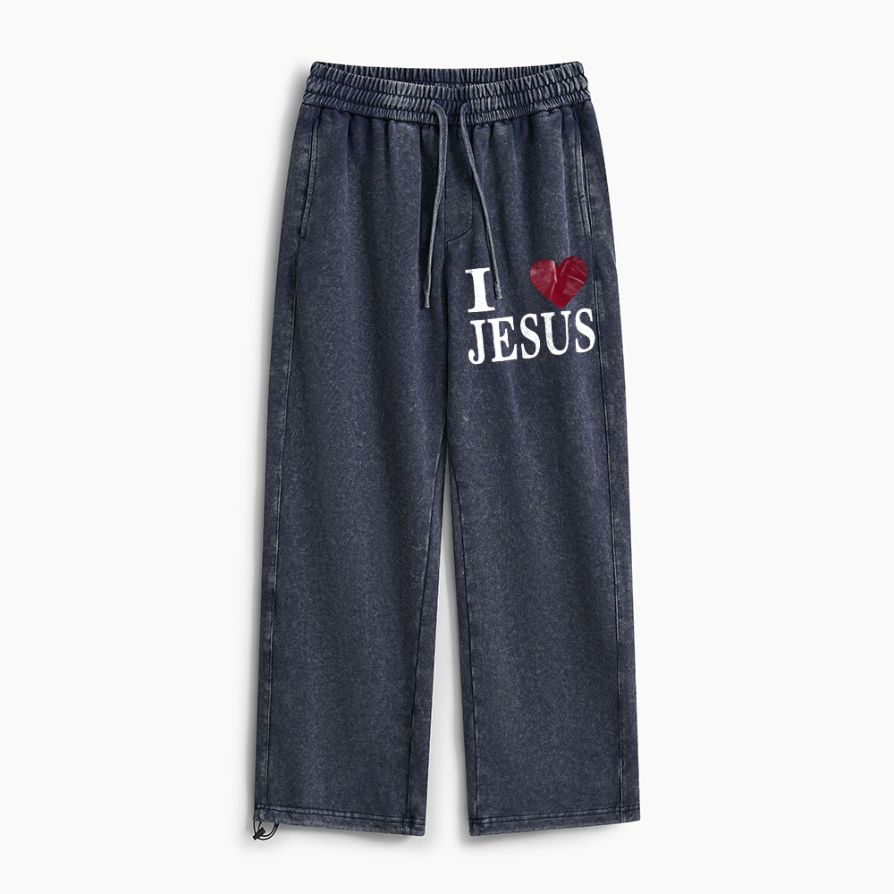 I Love Jesus Christian Washed Sweatpants