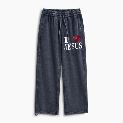 I Love Jesus Christian Washed Sweatpants