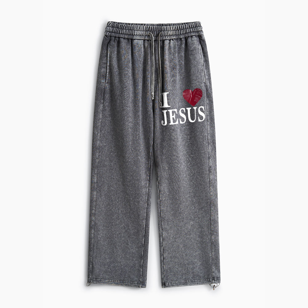 I Love Jesus Christian Washed Sweatpants