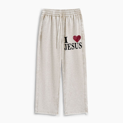 I Love Jesus Christian Washed Sweatpants