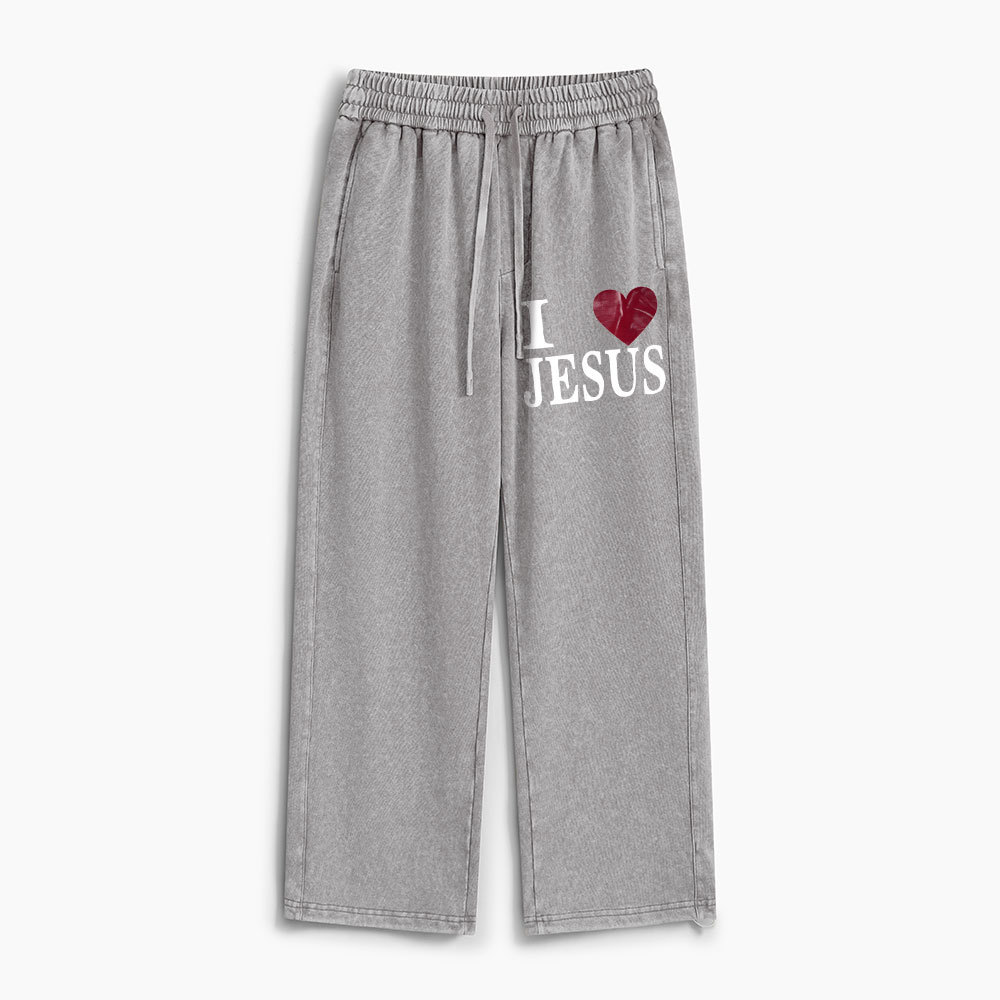 I Love Jesus Christian Washed Sweatpants