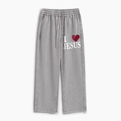 I Love Jesus Christian Washed Sweatpants