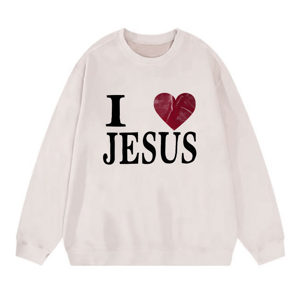 I Love Jesus Christian Washed Sweatshirt