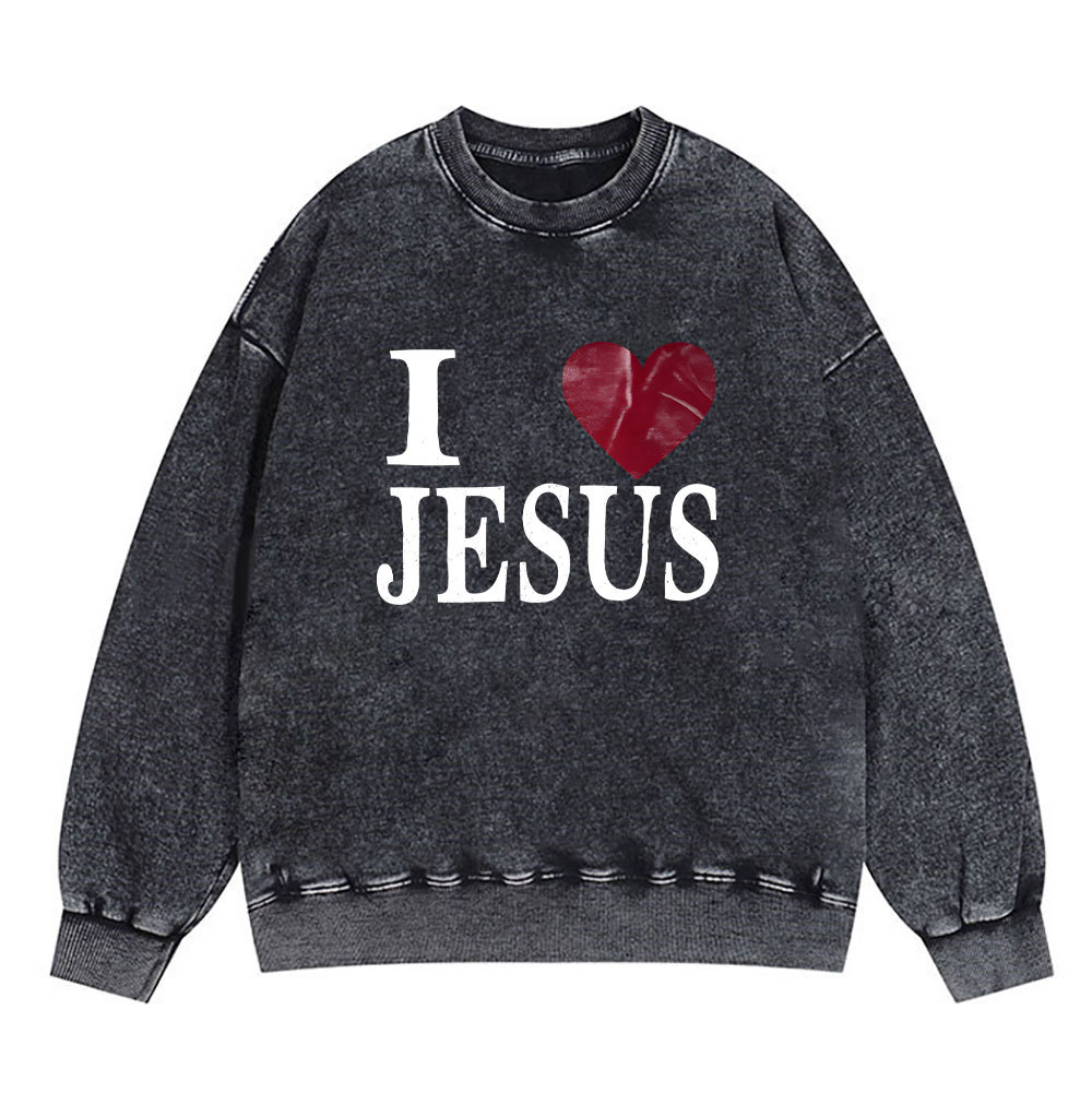 I Love Jesus Christian Washed Sweatshirt