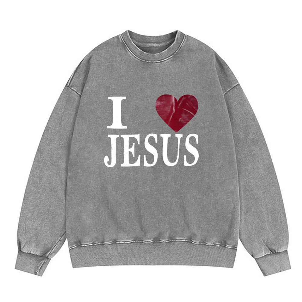 I Love Jesus Christian Washed Sweatshirt
