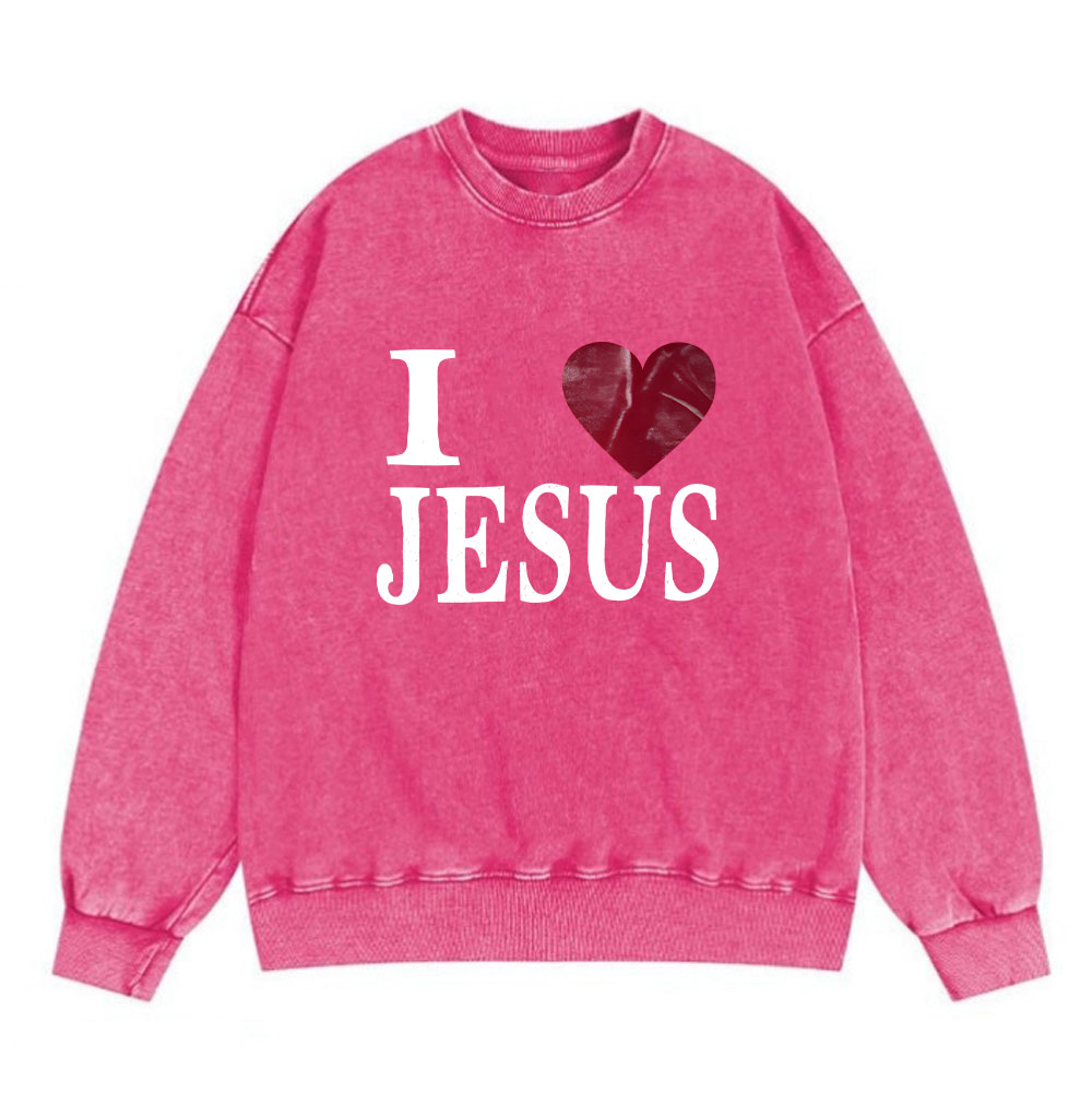 I Love Jesus Christian Washed Sweatshirt