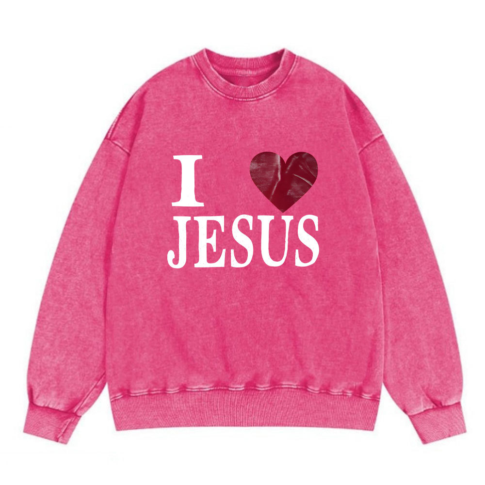 I Love Jesus Christian Washed Sweatshirt