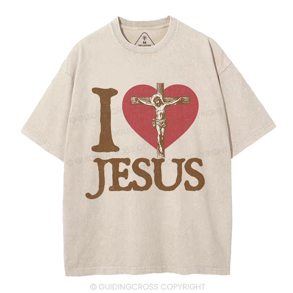 I Love Jesus  Christian Washed T-Shirt