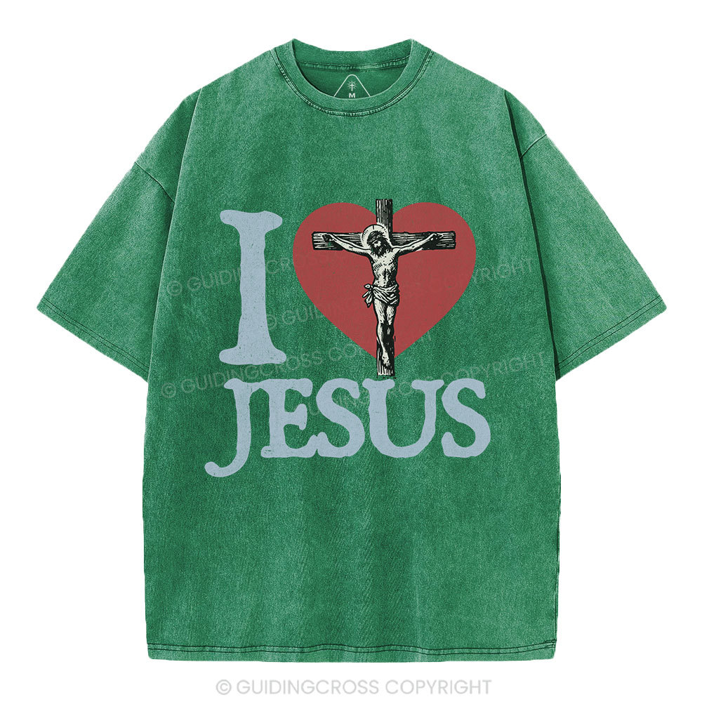 I Love Jesus  Christian Washed T-Shirt