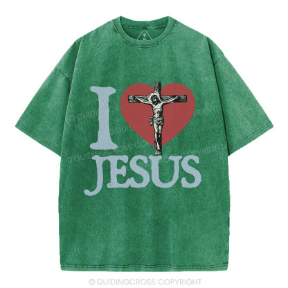 I Love Jesus  Christian Washed T-Shirt