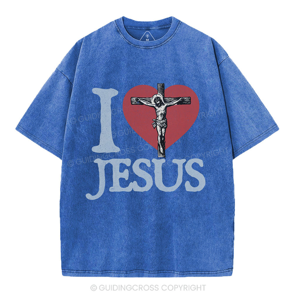 I Love Jesus  Christian Washed T-Shirt
